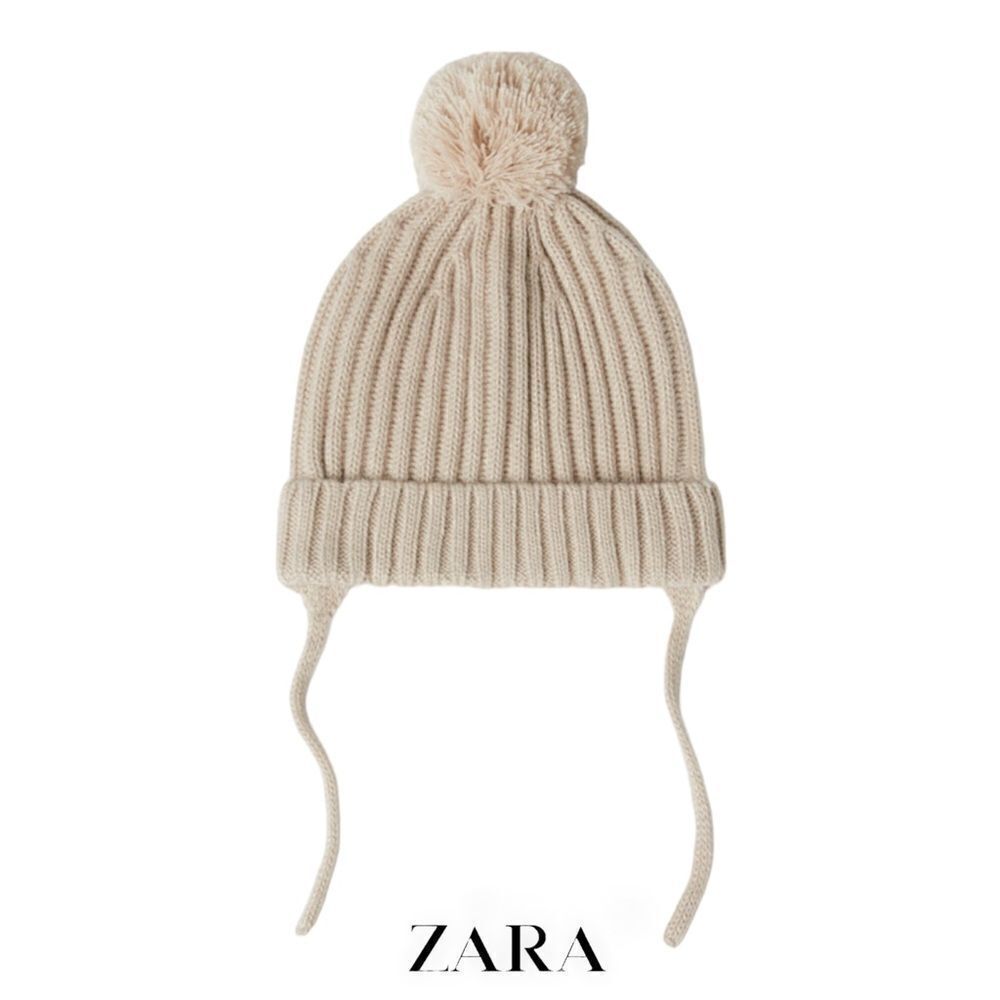 ZARA Kids | Sand | KNIT BEANIE WITH POMPOM